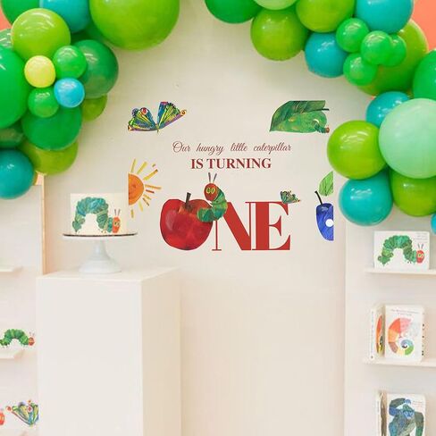 Our Hungry Little Caterpillar is Turning One Decal - Caterpillar Theme Baby 1st Birthday Party Decoration Stickers,First Birthday Party Supplies for Boys Girls (Caterpillar One Green) in Saudi Arabia