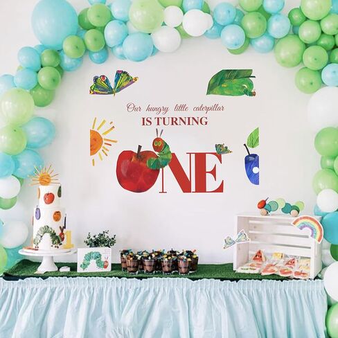 Our Hungry Little Caterpillar is Turning One Decal - Caterpillar Theme Baby 1st Birthday Party Decoration Stickers,First Birthday Party Supplies for Boys Girls (Caterpillar One Green) in Saudi Arabia