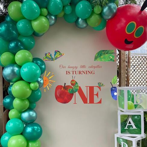 Our Hungry Little Caterpillar is Turning One Decal - Caterpillar Theme Baby 1st Birthday Party Decoration Stickers,First Birthday Party Supplies for Boys Girls (Caterpillar One Green) in Saudi Arabia