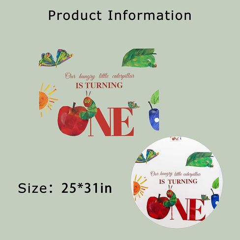Our Hungry Little Caterpillar is Turning One Decal - Caterpillar Theme Baby 1st Birthday Party Decoration Stickers,First Birthday Party Supplies for Boys Girls (Caterpillar One Green) in Saudi Arabia