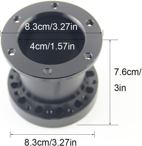 Aluminium Steering Wheel Hub Adapter Spacer 76MM 3 Inch for Personal or Racing Car Modification Steering Wheel Heightening Increase Height 7.6CM(Black) in Saudi Arabia
