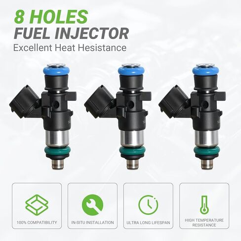 Fuel Injectors Set of 3 Compatible with Smart Fortwo 1.0L L3 GAS 1000CC, 2008 2009 2010 2011 2012 2013 2014 2015# Replace 1320780223 1465A129 EAT307 JSN180E in Kuwait