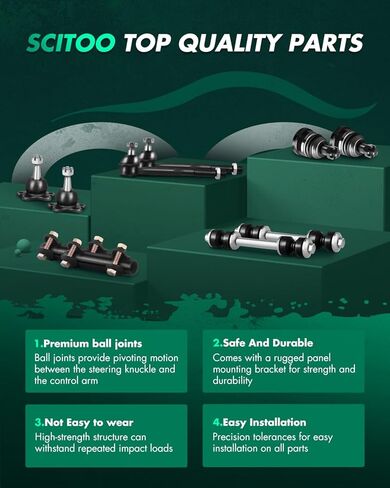 مجموعات زنبركات الدعامات الأمامية الكاملة من SCITOO، دعامات الصدمات، رابط نهاية شريط Sway لـ 2013-2015 لـ Ford Explorer 2.0L، 2016-2018 لـ Ford Explorer 2.3L، 2013-2018 لـ Ford Explorer 3.5L K750393-6PCS in Kuwait