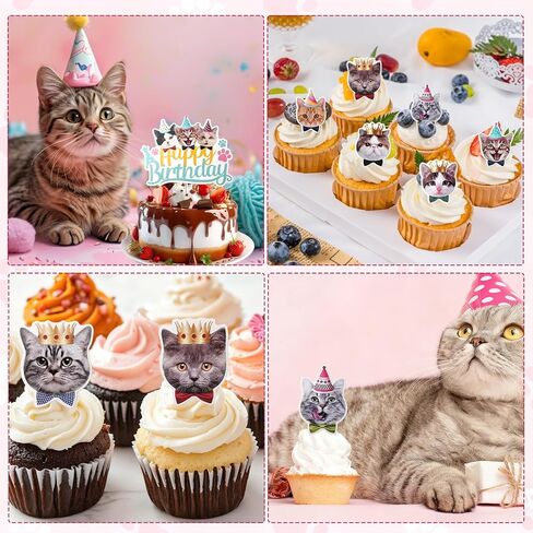 1Set Cat Birthday Banner, Cat Themed Birthday Party Decorations-2 Funny Cat Face Theme Birthday Party Decorations Banners, 8 Small Cats Faces Birthdays Banners-1 Large birthday banner for Boys, Girls in Kuwait