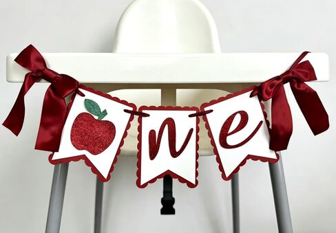 Apple One High Chair Banner - First/1st Birthday Decorations,Red And Black Banner, Bow Girl 1st Birthday Party Decorations Banner, Apple of My Eye Themed Decor (Apple One) in Kuwait