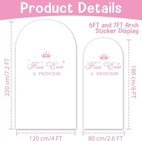 Four Ever a Princess Wall Decal Four Ever a Princess Birthday Balloon Arch Backdrop Happy 4th Birthday Party Decorations for Girl in Kuwait