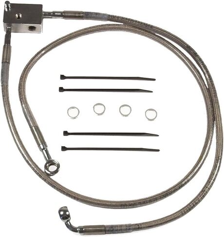 Hill Country Customs Rear Stainless Braided Stock Length Brake Line for 2000-2003 Harley Softail models - HC-401052 in Kuwait