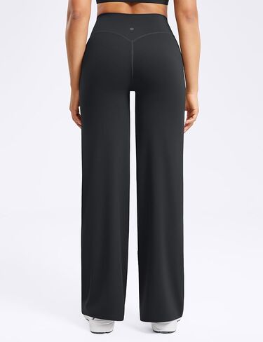 سراويل يوجا مستقيمة للنساء ذات أرجل واسعة مقاس 29 بوصة/31 بوصة/33 بوصة عالية الخصر قابلة للتمدد بنطال رياضي غير رسمي in Kuwait