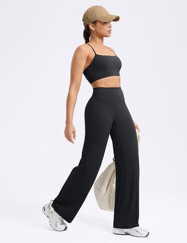 سراويل يوجا مستقيمة للنساء ذات أرجل واسعة مقاس 29 بوصة/31 بوصة/33 بوصة عالية الخصر قابلة للتمدد بنطال رياضي غير رسمي in Kuwait