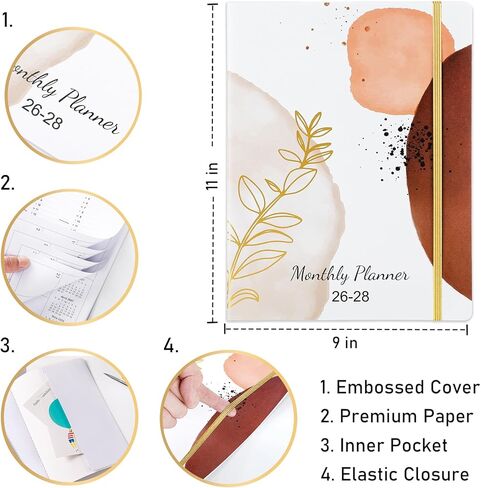 2025-2028 Monthly Pocket Planner/Calendar - Jul. 2025 - Jun. 2028 (36 Months), 3.8" x 6.4", 3 Year Monthly Planner, Back Pocket, Elastic Closure, Pen Loop, 2 Book Marks in Kuwait