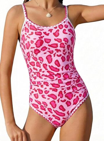 ملابس سباحة للفتيات من قطعة واحدة من XiaoMoSha بدلة استحمام بأشرطة قابلة للتعديل للفتيات المراهقات ملابس سباحة مبطنة للشاطئ مقاس 6-16 سنة in Kuwait