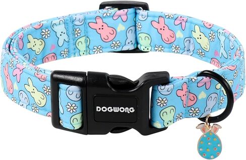 DOGWONG Spring Summer Floral Cotton Dog Collar, Pink Flower Dog Collar Durable Soft Fabric Pet Dog Collars Cute Girl Female Puppy Necklace for Small Medium Large Dogs in Saudi Arabia