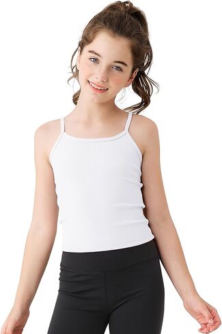 JOCMIC Girls Undershirts Kids Camisole Cami with Adjustable Straps Athletic Ribbed Knit Tank Tops for Dance Yoga in Kuwait