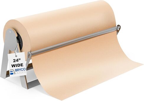 Bryco Goods 36" Paper Roll Dispenser and Cutter, Wall Mountable & Non-Slip Tabletop, Heavy-Duty Steel Frame – Kraft, Butcher, Freezer, Wrapping Paper Holder – for Home, Office, Craft Projects in Kuwait