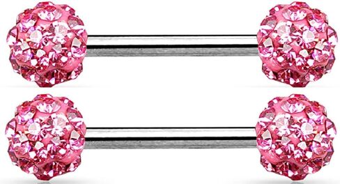 Nipple Ring Crystal Paved Ferido Balls 316L Surgical Steel Nipple Bar Pair in Saudi Arabia