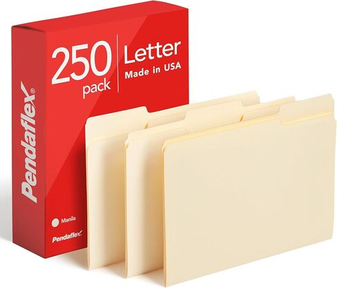 Pendaflex File Folders, Letter Size, 1/3 Cut, Manila, 250 per Box (752250) in Kuwait