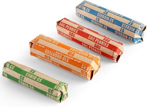L LIKED 500 Assorted Bundle Flat Striped Coin Wrappers, 125 of Each (500 Assorted) in Kuwait