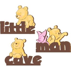 Winnie Nursery Decor Wall Art - 4 Pcs Pooh Bear Wooden Signs - Be Kind Brave Curious Vintage Baby Stuff for Bedroom living room home -11x 3.9 Inches in Saudi Arabia