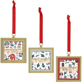 Mimosa Moments Bling Picture Frame Ornament for Wedding & Holiday, 3pcs 3x3 Hanging Frames (Set of 3 – Brass with 3 Glitters) in Kuwait