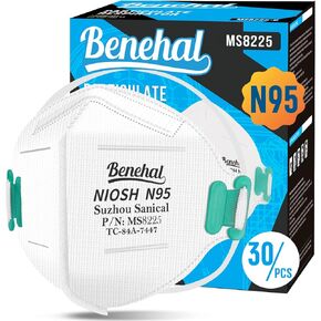 N95 Face Mask Black,30 Pack NIOSH Certified N95 Disposable Respirator 5-Ply Safety Breathable Face Masks, Filter Efficiency 95%, Adjustable Comfortable Protection,Against PM2.5 Dust for Adult, Men, Women in Kuwait