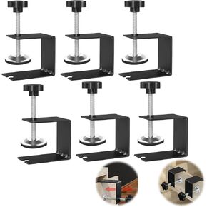 6 Pcs C Clamps, Drawer Front Installation Clamps, Cold-Rolled Steel Clamps for Woodworking, Can Be Used as Door Installation Tools and Cabinet Tools, Black (6) in Kuwait