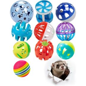 ألعاب FERRET 10 كرات من الجرس ، ومواد PP ، ونظيفة سهلة ، داخلية وخارجية ، تقليل الملل ، آمنة وغير سامة ، صحة الأسنان وخفة الحركة in Kuwait