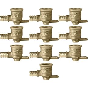10 قطع XFITTING 1/2 Pex X 1/2 أنثى كوع ذو أذن متدلية - نحاس، 1/2 Pex FNPT كوع مع أذن متدلية، 10 عبوات نحاسية 0.5 بوصة in Kuwait
