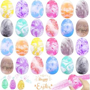 AMENON 24 Pack Easter Sidewalk Chalk In 6 Colors Easter Basket Stuffers Colorful Egg Chalk Outdoor Toddler Kids Easter Hunt Classroom School Chalkboard Playground Drawing Easter Party Favor in Saudi Arabia