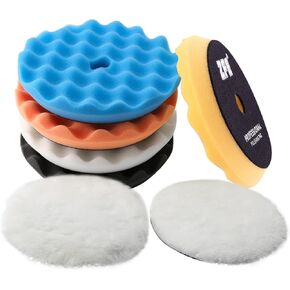 Buffing Polishing Pads, ZFE 6Pcs 5"(125mm) Waffle Foam Buffing Pads Polishing Pads Wool Pad Kit for 5Inch Backing Plate RO/DA/GA Car Polisher Boat Compounding, Polishing and Waxing in Kuwait