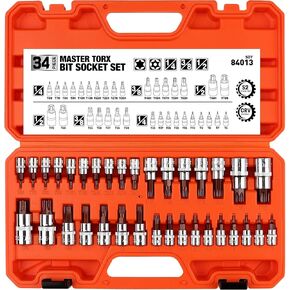 HORUSDY Torx Socket Set | 34-Piece Torx Bit Socket Set | S2 Steel Socket | Solid Star & Tamper Proof | T6 ~ T70 in Kuwait