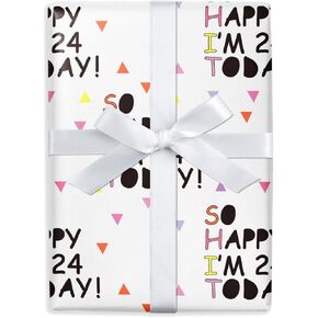 LeZakaa 22nd Birthday Wrapping Paper Roll, Pink SO HAPPY I'M 22 TODAY!, for Age 22 Girls, Women, Adults, Friends Birthday Holiday Party Gift Wrap Mini Roll, 17 inches x 16.4 Feet (23.2 sq.ft.) in Kuwait