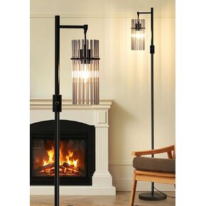 Industrial Modern Floor Lamps for Living Room, Dimmable Glass Tree Standing Tall Lamps with 3 Elegant Teardrop Cage Head & 800 Lumens LED Bulbs for Bedroom Office (66inch Tall) in Saudi Arabia