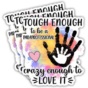 SODAVA 3Pcs Paraprofessional Stickers, Multicolor, Bubble Letter Print, Removable, Outdoor, Inspirational, Modern, Contemporary, 3"x4", Set of 3 in Kuwait