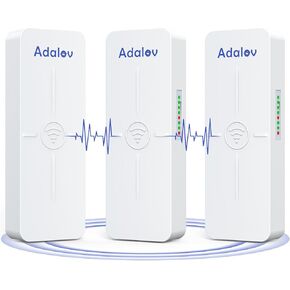 Gigabit Wireless Bridges - Starlink WiFi Extender, 5.8G Point to Point Wireless Bridge Outdoor with 2 x 1Gbs LAN Ports, AdaLov 5KM WiFi Ethernet Bridge for PtP/PtMP, Outdoor CPE Work with Starlink in Kuwait