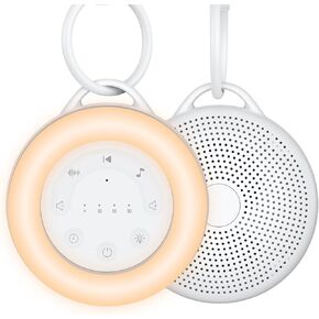 آلة ضوضاء بيضاء محمولة ، 24 صوتًا مهدئًا ، 3 إعدادات مؤقتة مع إضاءة ليلية ، هدية آلة صوتية تعمل بالبطارية الصديقة للطفل للأطفال/روضة الأطفال/النوم/اليوغا/نوم الطفل in Kuwait