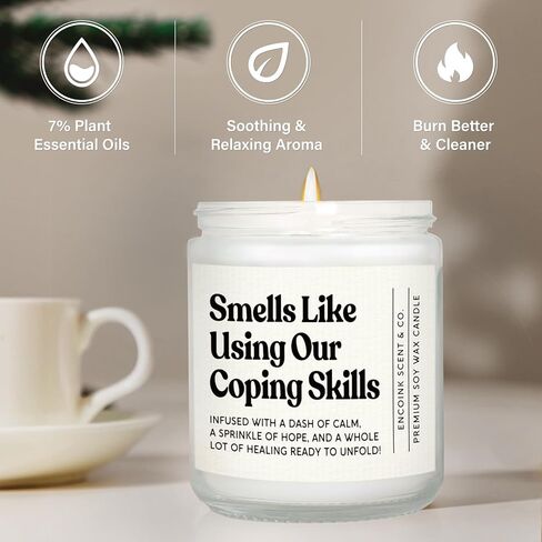 هدايا المعالج للنساء والرجال، هدايا لمستشار المدرسة، الأخصائي الاجتماعي، طبيب النفس، الصحة العقلية، شمعة مهارات التأقلم المضحكة لتخفيف التوتر، والشفاء، واللافندر in Kuwait