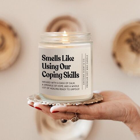 هدايا المعالج للنساء والرجال، هدايا لمستشار المدرسة، الأخصائي الاجتماعي، طبيب النفس، الصحة العقلية، شمعة مهارات التأقلم المضحكة لتخفيف التوتر، والشفاء، واللافندر in Kuwait