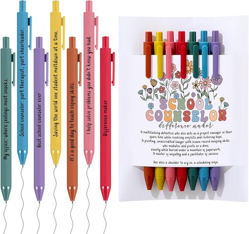 7 Pcs Inspirational Pens with Gift Card 7 Days of The Week Daily Pens Weekday Motivational Ballpoint 7 Colors for Employee Appreciation Week Staff Teacher Nurse Coworker Office Gift in Saudi Arabia