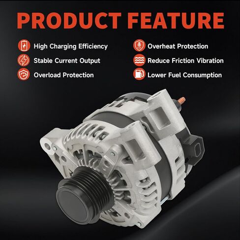 Alternator 12V 170A Compatible with Chevrolet Traverse 09-17, for GMC Acadia 07-16, for Buick Enclave 08-17, for Saturn Outlook V6 3.6L Automotive Replace# 25815839, 104210-6310 in Kuwait