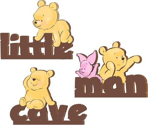 Winnie Nursery Decor Wall Art - 4 Pcs Pooh Bear Wooden Signs - Be Kind Brave Curious Vintage Baby Stuff for Bedroom living room home -11x 3.9 Inches in Saudi Arabia