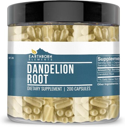 200 كبسولة من Earthborn Elements Dandelion Root، نقية وغير مخففة، بدون إضافات in Kuwait