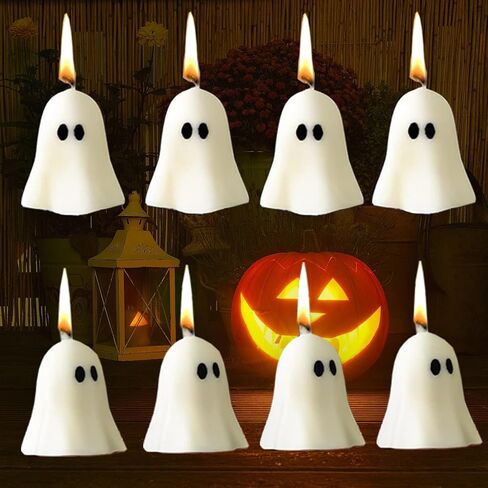 4 PCS Cute Ghost Candles, Scented Halloween Decoration Candles, Novelty Votive Ghost Candle, Votive Candles for Fall Decor Thanksgiving Home Halloween Party Bedroom Room Table Decorations in Kuwait