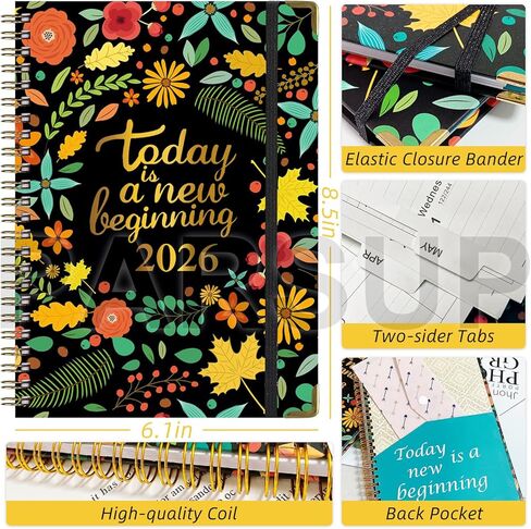 2025 Planner, Weekly & Monthly Planner 2025 from Jan. 2025-Dem. 2025, 6.1"×8.5", Academic Planner 2025 with Tabs, Thick Paper, Twin-Wire Binding, Home or Office Use for Gifts in Kuwait