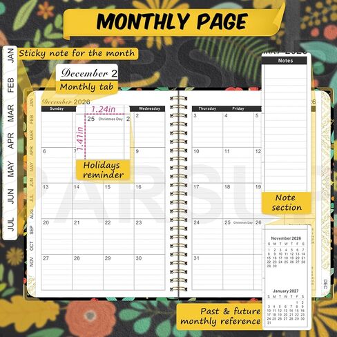 2025 Planner, Weekly & Monthly Planner 2025 from Jan. 2025-Dem. 2025, 6.1"×8.5", Academic Planner 2025 with Tabs, Thick Paper, Twin-Wire Binding, Home or Office Use for Gifts in Kuwait