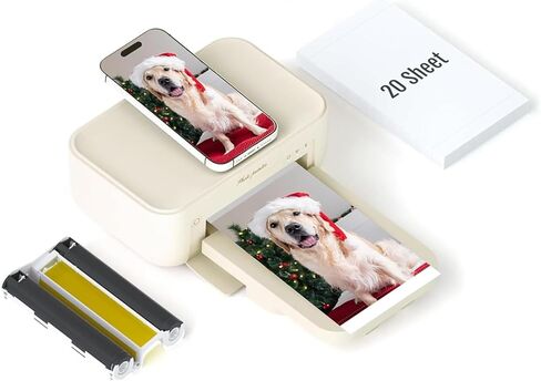 HPRT Photo Printer 4x6 ،+20 ورقة و 1 Ribbon ، طابعة صورة Wi-Fi اللاسلكية لفيلم iPhone و Android والهاتف الذكي وطابعة نوبية الصبغة الحرارية وطباعة الفيديو المحمولة للاستخدام المنزلي للاستخدام المنزلي in Kuwait