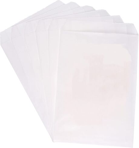 Quotidian White Flat Medium Wax Glassine Paper Bags 4" x 6" (10 x 15.2cm) Pack of 100 - Buffet Craft Supplies Business Favors Petals Seeds in Kuwait