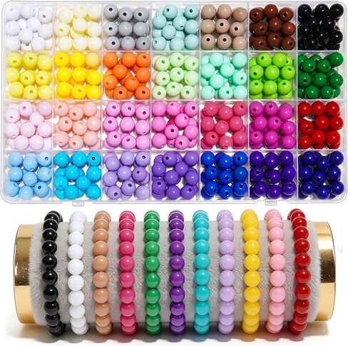 2100Pcs 6MM Candy Color Acrylic Round Beads for Jewelry Making, 28 Colors Assorted Plastic Craft Bead Bubble Gum Beads with Hole Pastel Loose Beads for Bracelets Necklace Making DIY Crafts (6MM) in Kuwait