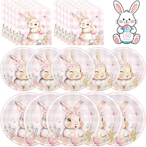 150 Pack Happy Thanksgiving Plates and Napkins Sets - Disposable Fall Paper Plates Napkins Dinnerware, Give Thanks Heavy Duty Dessert Dinner Plate for Thanksgiving Party Supplies Table Decor, Serve 50 in Kuwait