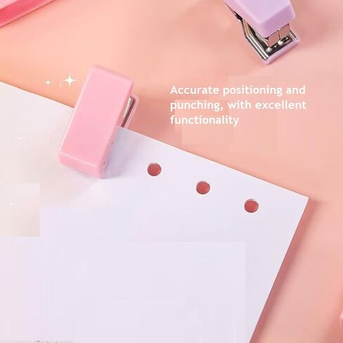 Mini Office Supply Kits Mini School Supplies – Includes Scissors, Mini Stapler,Tape Dispenser,Hole Puncher,Staples Mini Desktop Stapler with Portable Case for Office School Supplies & DIY (Pink) in Saudi Arabia