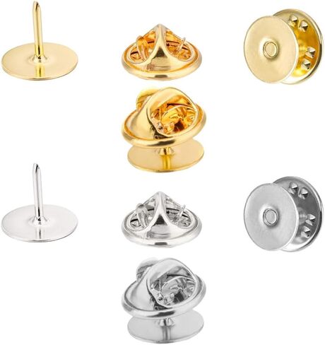 YuCool 120 Pairs Butterfly Clutch Pin Backs for Crafts - Nickel-Plated Brass Tie Tacks, Jewelry & Badge Making Kit (60 Silver + 60 Gold) | 8mm x 4mm Durable Metal Clasps in Kuwait